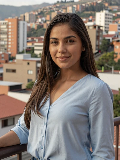 Carolina, 27, Colombian single from Medellín on a balcony with city views looking for love
