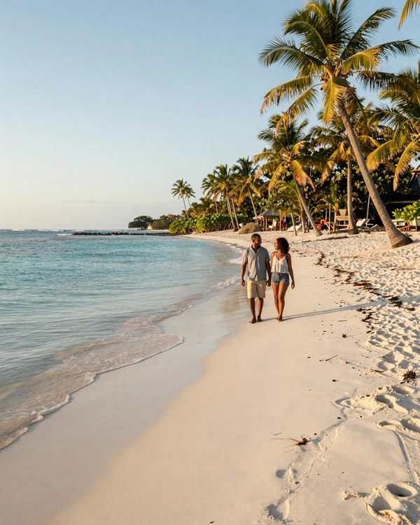Romantic Barbados beach scene reflecting island lifestyle values and Caribbean dating culture