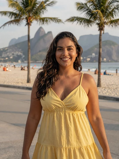 Renata, 25, Brazilian single from Rio de Janeiro on a sunny beach promenade
