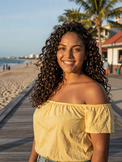 Yamilet, 27, Dominican single from Santo Domingo on a Caribbean beach boardwalk