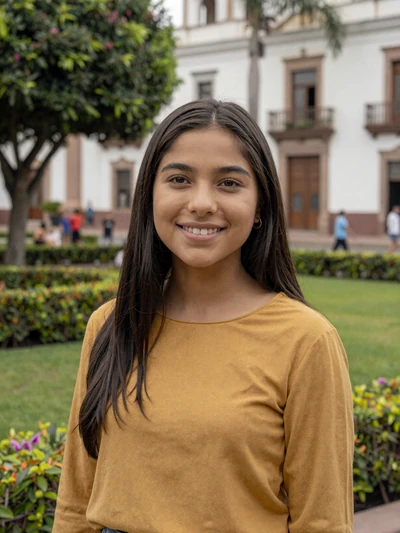 Paola, 24, Peruvian single from Lima smiling in a green park with colonial architecture