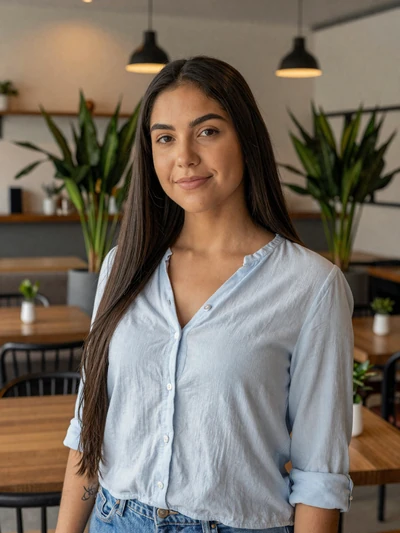 Mariana, 26, verified Venezuelan single from Caracas with a warm smile in a modern cafe