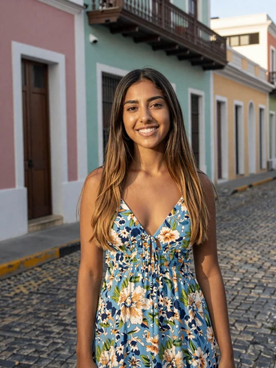 Bianca, 24, Puerto Rican single from San Juan on a cobblestone street in Old San Juan