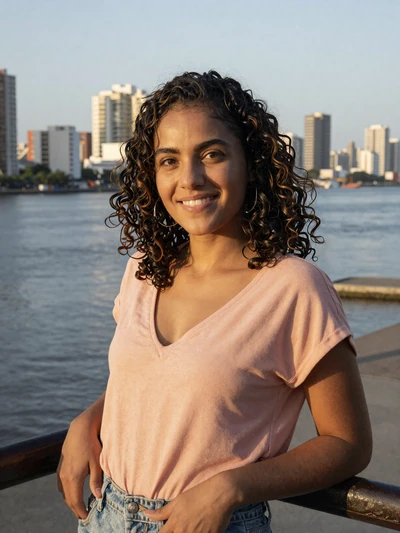 Lucia, 30, verified Colombian single from Barranquilla with a confident smile and river view behind her