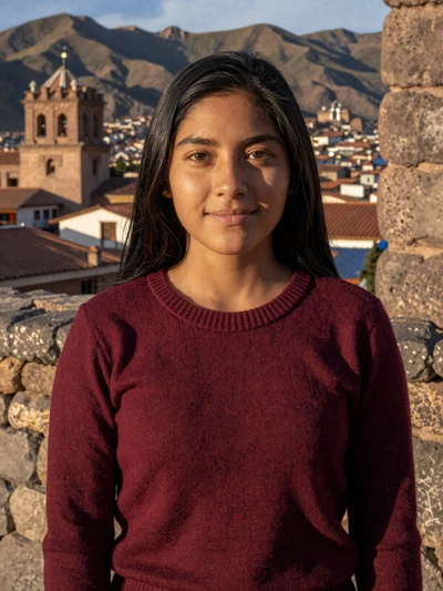 Juliana, 29, Peruvian single from Cusco near ancient stone walls with Andean mountains behind